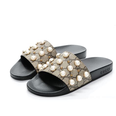 guccy pearl and diamond sandal|gucci canvas platform sandals.